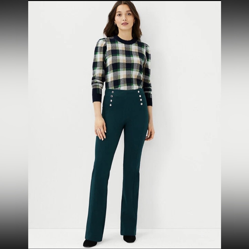 NWT Ann Taylor The Admiral Trouser Pant Emerald Forrest Sz 2